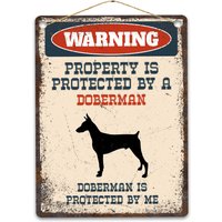 Doberman Metallschild, Lustiges Warnschild Hund, Rustikales Retro Verwittertes Distressed Schild, Geschenkidee von CustomIslandGifts