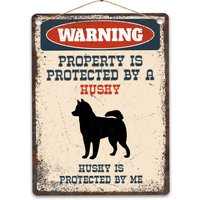 Husky Metallschild, Lustige Warnschild Hund, Rustikale Retro Verwitterte Distressed Plaque, Geschenkidee von CustomIslandGifts