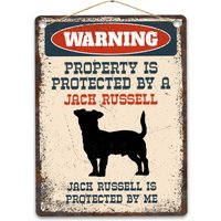 Jack Russell Metallschild, Lustige Warnschild Hund, Rustikale Retro Verwitterte Distressed Plaque, Geschenkidee von CustomIslandGifts