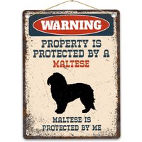 Malteser Metallschild, Lustige Warnschild Hund, Rustikale Retro Verwitterte Distressed Plaque, Geschenkidee von CustomIslandGifts