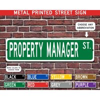 Property Manager Geschenk, Metall Straßenschild, Personalisiertes Schild, Individuelles Metallschild - Mehrere Farben Verfügbar von CustomIslandGifts