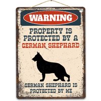 Shephard Metallschild, Lustiges Warnschild Hund, Rustikales Retro Verwittertes Distressed Schild, Geschenkidee von CustomIslandGifts