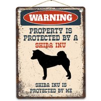 Shiba Inu Metallschild, Lustiges Warnschild Hund, Rustikales Retro Verwittertes Distressed Schild, Geschenkidee von CustomIslandGifts