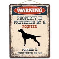 Zeiger Metall Schild, Lustige Warnung Hund Rustikale Retro Verwitterte Distressed Plaque, Geschenkidee von CustomIslandGifts