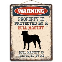 stier Mastiff Metall Schild, Lustige Warnung Hund Rustikale Retro Verwitterte Distressed Plaque, Geschenkidee von CustomIslandGifts