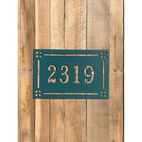 Handwerker-stil Adresse Marker - Horizontale Hausnummer Metall Zeichen von CustomMetalWorx