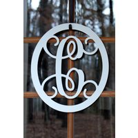 Haustürkranz, Monogrammkranz, Türhänger Monogramm, Metall Monogramm Buchstabe, Ovaler Mit Kranz, Wandkunst von CustomMetalWorx