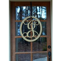 Metall Monogramm Buchstabe, Kranz, Türschild Monogramm, Oval Wandkunst von CustomMetalWorx