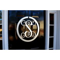 Metall Monogramm Buchstabe, Kranz, Türschild Monogramm, Oval Wandkunst von CustomMetalWorx
