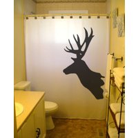 Deer Duschvorhang, Trophäenjäger Badezimmerdekor. Extra Lange Gewebeduschvorhänge 84 90 96 Zoll, Benutzerdefinierte Standgröße 36 54 78 von CustomShowerCurtains
