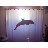 Delfin Duschvorhang, Meerestiere Badezimmer Dekor. Extra Lange Gewebeduschvorhänge 84 90 96 Zoll, Benutzerdefinierte Standgröße 36 54 78 von CustomShowerCurtains