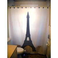 Eiffelturm Duschvorhang, Paris Badezimmer Dekor. Extra Lange Gewebeduschvorhänge 84 90 96 Zoll, Benutzerdefinierte Standgröße 36 54 78 von CustomShowerCurtains