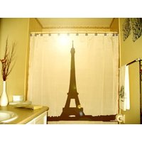 Eiffelturm Duschvorhang, Paris Badezimmer Dekor. Extra Lange Gewebeduschvorhänge 84 90 96 Zoll, Benutzerdefinierte Standgröße 36 54 78 von CustomShowerCurtains