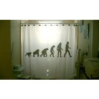 Evolutionstheorie Duschvorhang, Charles Darwin Badezimmer Dekor, Ape Man Gorilla. Extra Langer Stoff in 84 Und 96 Zoll Als Sonderanfertigung von CustomShowerCurtains
