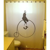 Hochrad Duschvorhang, Vintage Radfahrer Fahrrad. Extra Langer Stoff in 84 Und 96 Zoll Als Sonderanfertigung Erhältlich von CustomShowerCurtains