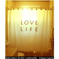Inspirierender Zitat Duschvorhang, Love Life Badezimmer Dekor. Extra Lange Gewebeduschvorhänge 84 90 96 Zoll, Benutzerdefinierte Standgröße 36 54 78 von CustomShowerCurtains