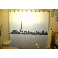 Paris Stadtbild Duschvorhang, Eiffelturm Badezimmer Dekor. Extra Lange Gewebeduschvorhänge 84 90 96 Zoll, Benutzerdefinierte Standgröße 36 54 78 von CustomShowerCurtains