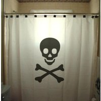 Skull Crossbones Duschvorhang, Gefahrenschild, Jolly Roger Pirates Badezimmer Dekor. Extra Langer Stoff in 84 Und 96 Zoll Als Sonderanfertigung von CustomShowerCurtains