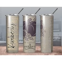 Kürbis Personalisierter Becher/ Herbst Tumbler/ Geschenk Für Sie/Floraler Becher von CustomSipsBoutique