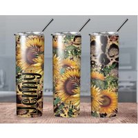 Personalisierter Sonnenblumen Becher/Personalisiertes Tier Und Becher/ Muttertag Benutzerdefinierter Name Tumbler von CustomSipsBoutique