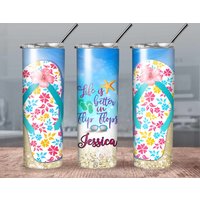 Personalisierter Strand-Flip-Flop-Becher/ Beach Life Becher/ Tag Am Strand Kaffeetröbel/ Personalisiertes Geschenk Tumbler von CustomSipsBoutique