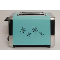 Aqua Sky Retro Style Toaster Mit Schwarzem Starburst, Breitschlitz-Toaster, Atomic Kitchen, Toaster von CustomappliancesbyJ