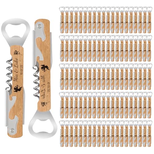 100 Stück Personalisierter Flaschenöffner Holz mit Korkenzieher - Hochzeitsgeschenk für Gäste in Naturholz | Multifunktion Weinöffner & Gravur als Gastgeschenk 100 Stück Personalisierter Flaschenöffner Holz mit Korkenzieher - Hochzeitsgeschenk für Gäste in Naturholz | Multifunktion Weinöffner & Gravur als Gastgeschenk von Customaster