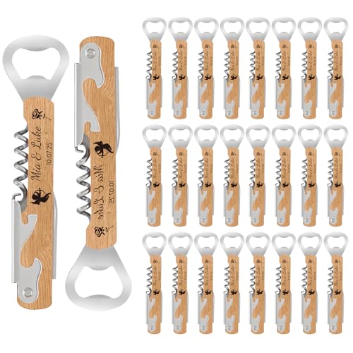 24 Stück Personalisierter Flaschenöffner Holz mit Korkenzieher - Hochzeitsgeschenk für Gäste in Naturholz | Multifunktion Weinöffner & Gravur als Gastgeschenk 24 Stück Personalisierter Flaschenöffner Holz mit Korkenzieher - Hochzeitsgeschenk für Gäste in Naturholz | Multifunktion Weinöffner & Gravur als Gastgeschenk von Customaster