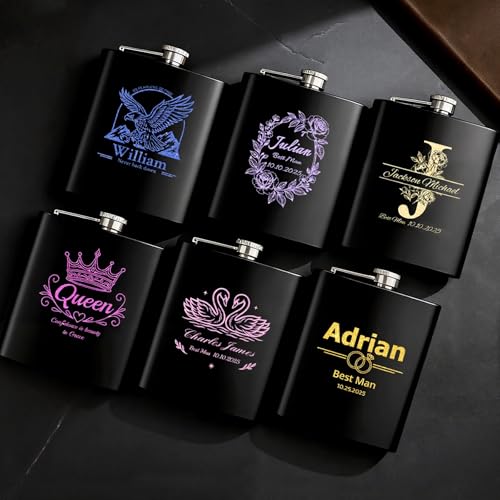 Flachmann Personalisierte 1 Stück 8oz Schwarz für Männer Geschenke für Geburtstag Vatertag Hochzeitsgeschenke Bester Mann von Customaster