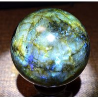 2.56'' Natürliche Labradorit Kugel, Blaue Und Goldene Labradorit Kugel, Glänzende Labradorit, Meditation Energie, Stein Sammlerstücke, Geschenk von CustomizationShop