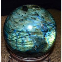 Natürliche Labradorit Kugel, Blau/Gold/Grün Hell, Glänzender Labradorit, Heimtextilien, Geschenk von CustomizationShop