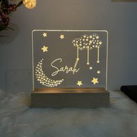 Personalisierte Nachtlicht Mond Mit Sternen, Kinderzimmer Dekor, Baby Geschenke, 1. Geburtstag, Neugeborene Geschenkidee Für von CustomizeIdea