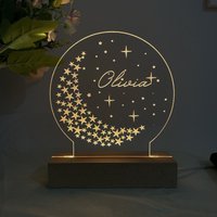 Personalisierte Neugeborenen Nachtlicht Mond Und Sterne, Kinderzimmer, Kinder Kind Schlafzimmer, 1. Geburtstagsgeschenk, Mädchen Geburtstagsgeschenk von CustomizeIdea