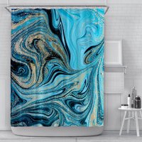 stoff Duschvorhang 72x72 Zoll Blau Marmorierung Malerei Badezimmer Maschinenwaschbar Wasserdicht Bad Vorhänge Dekor von CustomizedCardsArt