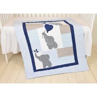 Baby Boy Quilt, Elefanten Decke, Blau Grau Marine Krippe Bettwäsche, Safari-Kindergarten von Customquiltsbyeva