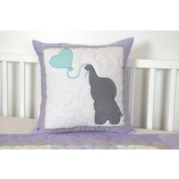 Elefant Kissen Dekorative Kinder Jungen-Kinderzimmer-Dekor, Petrol/Puprle Grau von Customquiltsbyeva