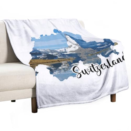 CustonCares Fleece-Überwurfdecke, 101,6 x 127 cm, Schweiz, warm, leicht, Decke, Architektur, Karten, Baukunst, Landschaft, Heimdekoration für Erwachsene, Mutter, Vater von CustonCares