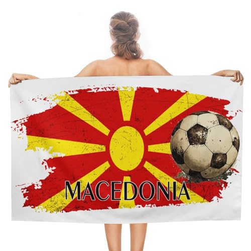 CustonCares Strandtuch für Damen, Fußball-Thema, Mazedonien, Badetuch, kompakt, saugfähig, weich, Picknick-Handtuch, Rugby-Fußballtrainer, Geschenk, personalisierbar, Camping, Picknick, 78 x 130 cm CustonCares Strandtuch für Damen, Fußball-Thema, Mazedonien, Badetuch, kompakt, saugfähig, weich, Picknick-Handtuch, Rugby-Fußballtrainer, Geschenk, personalisierbar, Camping, Picknick, 78 x 130 cm von CustonCares
