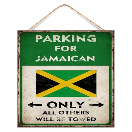 Holzschild mit Aufschrift "Parking for Jamaican Only All Others Will Be Towed", Wandkunst, Dekoration, abgenutztes Warnschild für Parkplätze, vertikale Holzschilder für Badezimmer, Küche, Fenster, von CustonCares