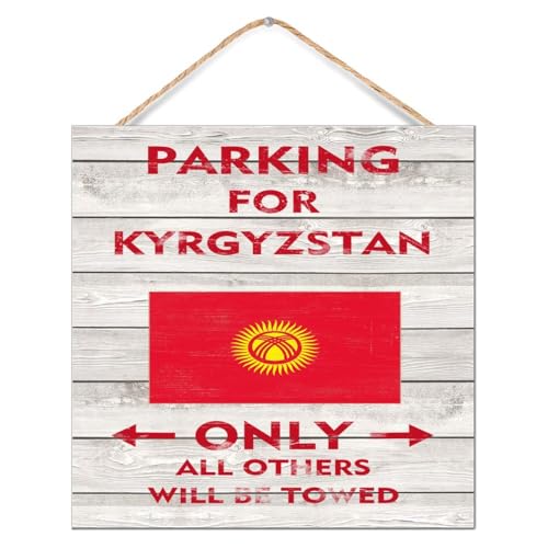 Holzschild mit Aufschrift "Parking for Kyrgyzstan Only", Wandkunst, Bauernhaus-Warnschild für Parkplätze, positive Holzpalette, Wandschild für Schlafzimmer, Badezimmer, Fenster, 30,5 x 30,5 cm von CustonCares