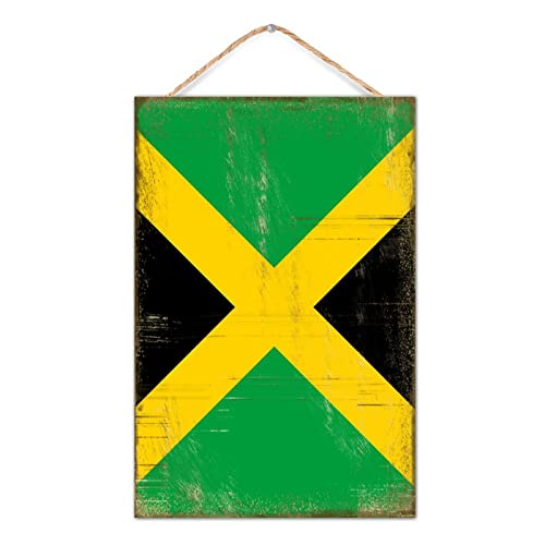 Jamaika, rustikale Dekoration, Holzschild, rustikale Flagge, Helden-Serie, Schilder, niedliches Holzschild, Plakette für Küche, Regal, Eingang, 20,3 x 30,5 cm von CustonCares