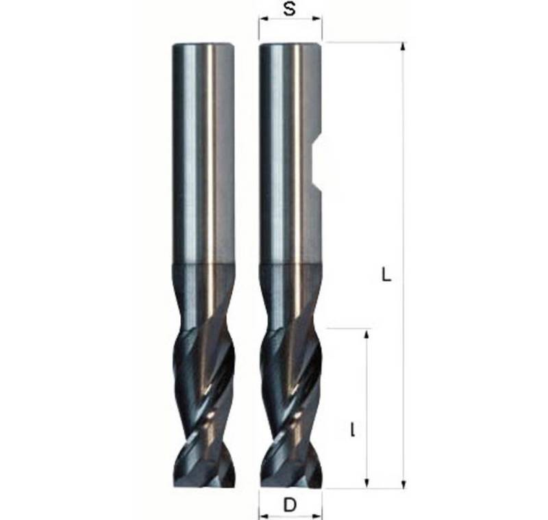 Cut360 Nutfräser Vollhartmetall Nutfräser doppelseitig mit Drall 3x8x70mm S=6mm von Cut360