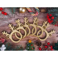Weihnachtsserviettenringe Aus Holz, 6Er Set Weihnachtsserviettenhalter, Weihnachtstischdekor - Rentierhalter, Feiertagstischdekoration von CutTheWood