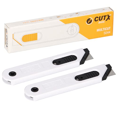 CutX 2er SET MULTICUT X5044 Cuttermesser Sicherheitsmesser Kartonmesser Cutter mit autom. Klingenrückzug, 115 x 26 x 10 mm, Weiß-schwarz CutX 2er SET MULTICUT X5044 Cuttermesser Sicherheitsmesser Kartonmesser Cutter mit autom. Klingenrückzug, 115 x 26 x 10 mm, Weiß-schwarz von CutX