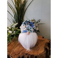 Blaues Blumenzwerg Tablett, Frühlingszwerg, Valentinsgrußgeschenk, Blumenzwerg, Bauernhaus Dekor, Manteldekor, Sommerzwerg von CuteCraftCreationsCA