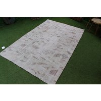 Gedämpfter Oushak Teppich, Vintage Wollteppich Handgemacht Wohndekor Turkısh Style 5''6x8''4 Ft Code 1873 von CuteOldRugs