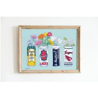 Narragansett Bier Kunst, Rhode Island Wanddekor, Illustration Druck, Wandkunst, Neu England, Biertrinker College Studentenwohnheim Wand von CuteSalutePrints