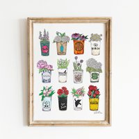 Nyc Küchenkunst Kaffeetassen Wandkunst, New York City, Kaffeedruck, Illustriertes Wohnungsdekor, Modernes Dekor, Blumenposter, Espressokunst von CuteSalutePrints