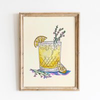Limonade Cocktail Wand Kunst Druck, Hand Illustriert, Dekor Küche Dekor, Adrette Niedliche Kunst, Getränk Bar Warenkorb Dekor, Wohnheim von CuteSalutePrints