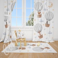 Aquarell Luftballons Und Safari Tiere Babyzimmer Teppich Kinderzimmer von CuteTinyTr